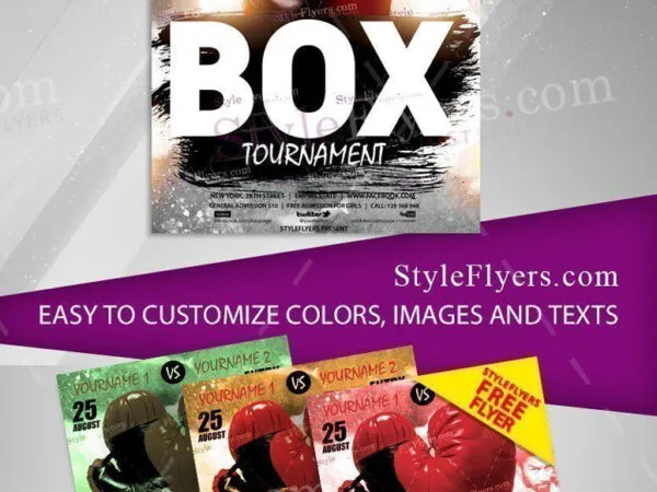 Grunge Gloves Box Tournament Flyer Template 1