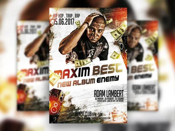 Grunge Guest Hip Hop DJ Flyer Template 1