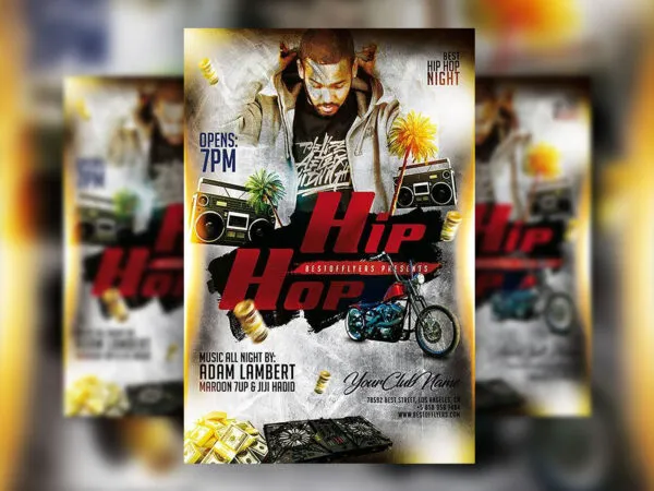 Grunge Hip Hop Poster and Flyer Template Plus a Facebook Cover 1