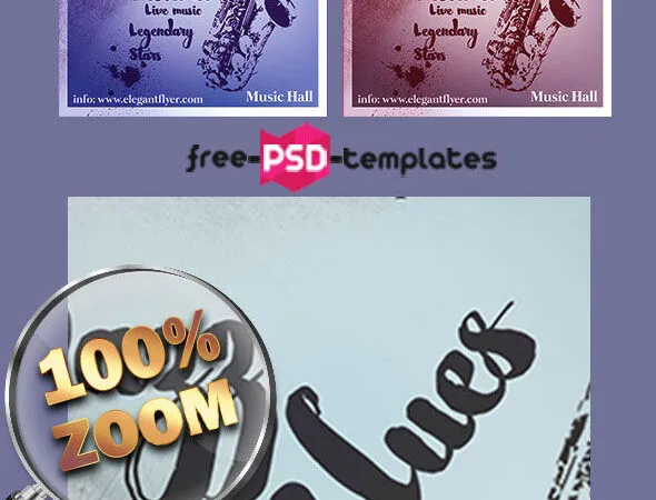 Grunge Jazz and Blues Club Flyer Template and Facebook Cover 1