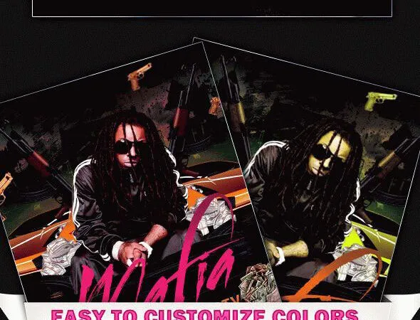 Grunge Mafia Party Flyer and Facebook Cover Template 1