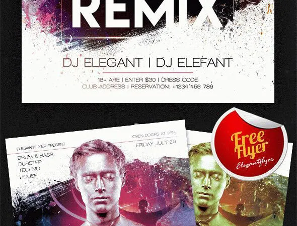 Grunge Musician Remix Party Flyer Template Plus a Facebook Cover 1