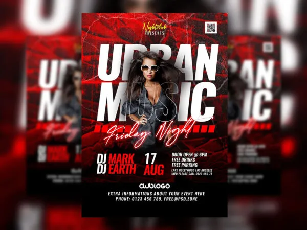 Grunge Night Party Flyer Template 1