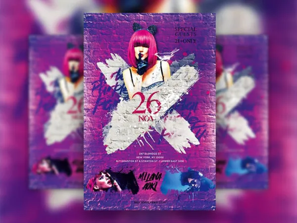 Grunge Party Flyer Template and Facebook Cover 1