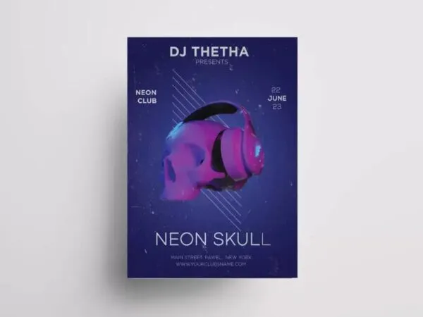 Grunge Purple DJ Club Party Flyer Template 1
