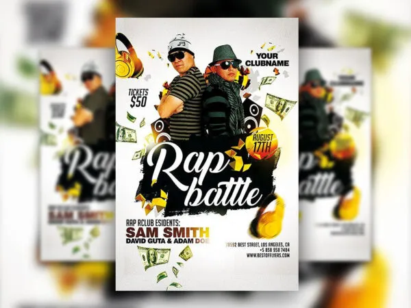 Grunge Rap Battle Club Poster Template Plus a Facebook Cover 1