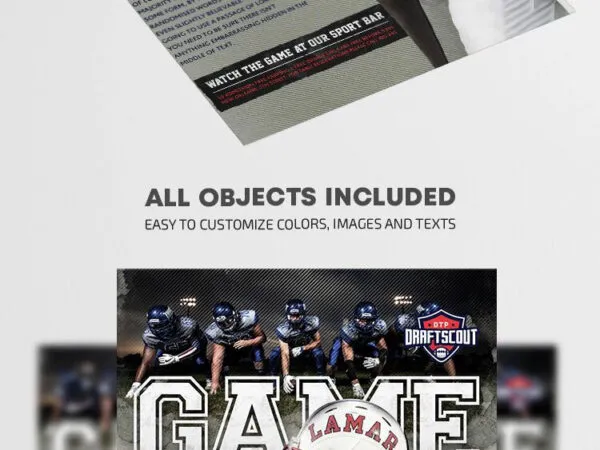 Grunge Retro Football Game Flyer Template 1