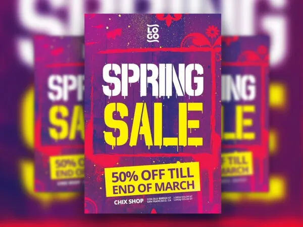 Grunge Spring Sale Flyer Template 1