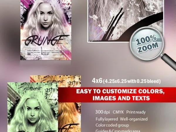 Grunge and Lines Night Club Flyer Template 1