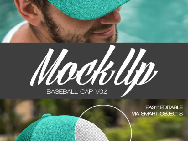 Guy Wearing a Baseball Cap by a Pool Side Mockup 1