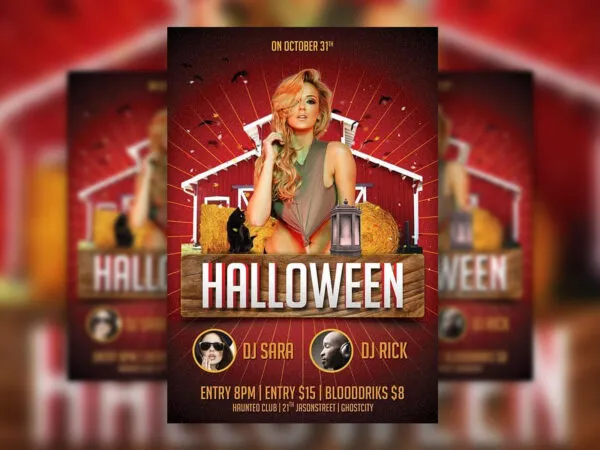 Halloween Party Flyer Template in Brick Red 1