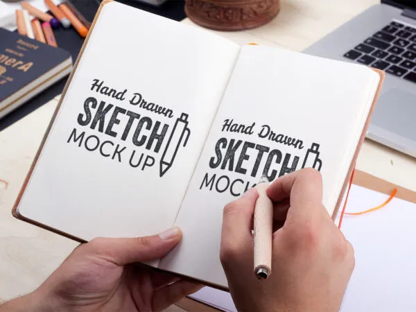 Hand Drawn Sketch Mockup in a Realistic Atmosphere 1