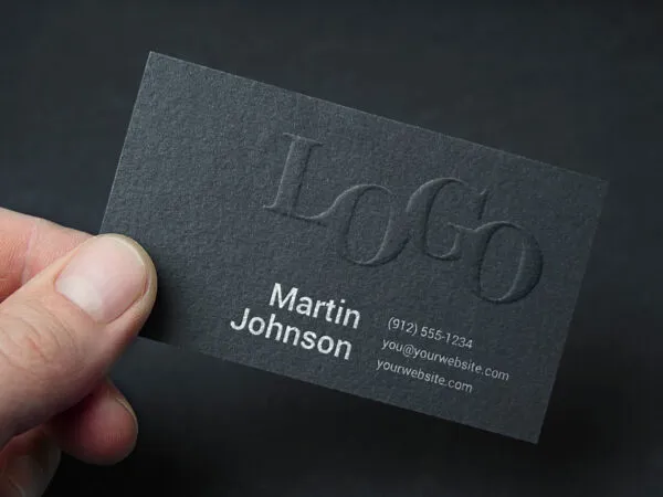 Hand Held Embossed Business Card Mockup 1