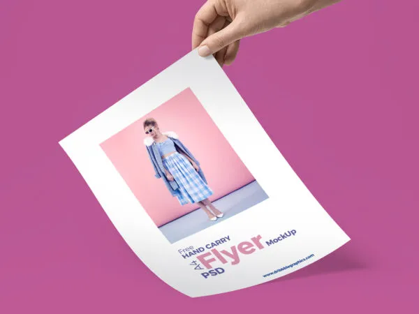 Hand Holding Curved A4 Flyer Mockup 1