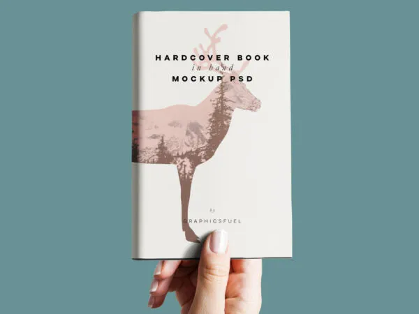 Hand Holding Hardcover Book Mockup 1