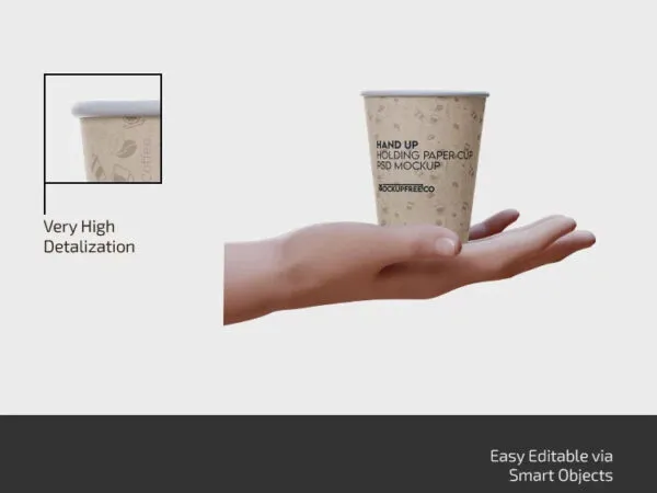 Hand Holding Paper Coffee Cup Mockup in 3 Sights 1