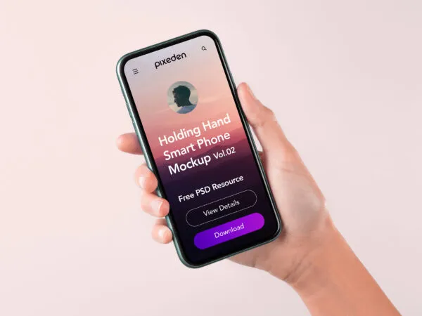 Hand Holding Smartphone Mockup 1