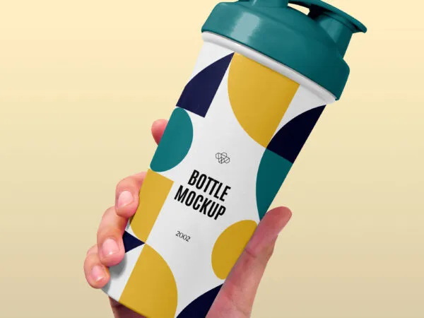 Hand Holding Sport Bottle Mockup 1