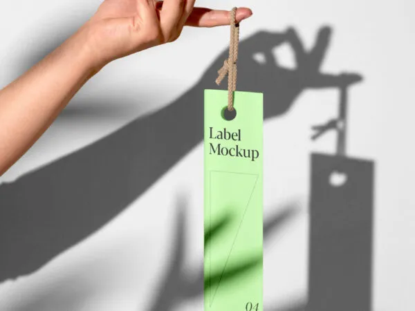 Hand Holding Vertical Label Mockup 1