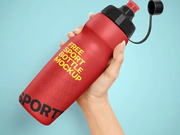 Hand Holding a Plastic Sport Bottle Mockup 1