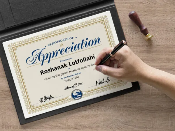 Hand Signing A4 Size Achievement Certificate Mockup 1