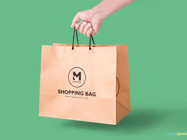 Handheld View of a Paper Bag Mockup 1