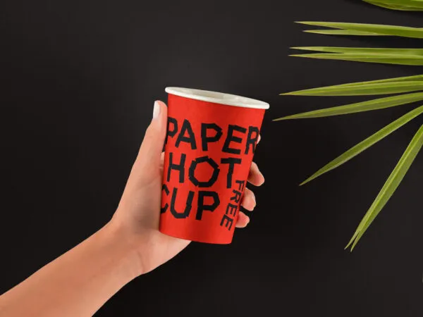 Hands Holding Paper Hot Cup Mockup in Front View 1