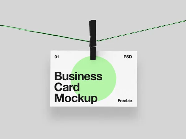 Hanging Business Card Mockup on a Rope 1