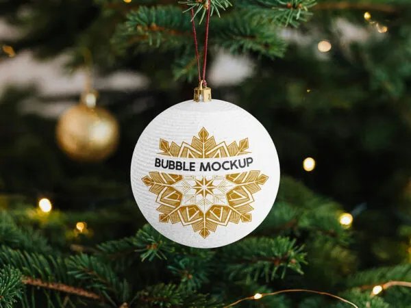 Hanging Christmas Ball Mockup 1