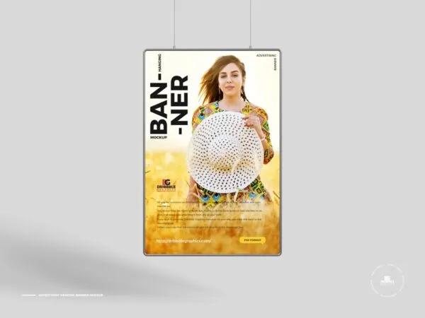 Hanging Front View Advertising Banner Mockup 1