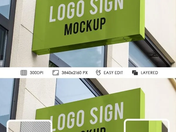 Hanging Landscape Entrance Wall Logo Sign Mockup 1