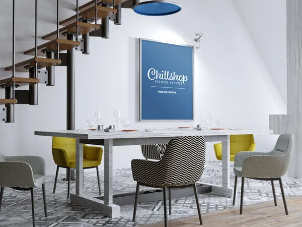 Hanging Poster in a Modern Interior Mockup 1