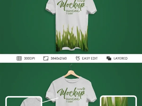 Hanging Round Neck T Shirt Mockup 1