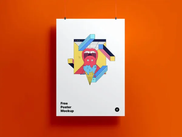 Hanging on a Wall Poster Mockup 1