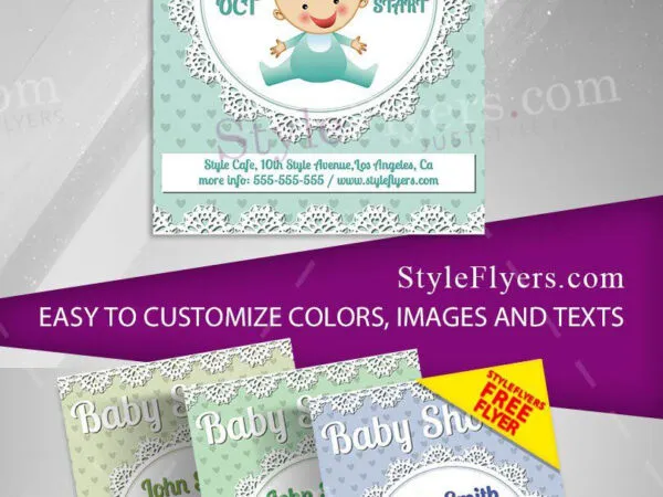 Happy Border Baby Shower Circle Flyer Template 1