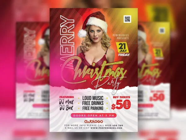 Happy Colorful Christmas Party Flyer Template 1