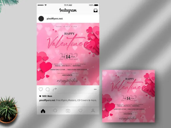Happy Cute Valentines Day Instagram Post Template 1