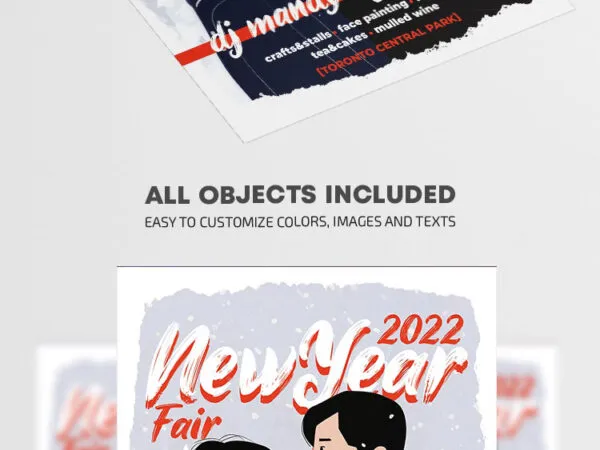 Happy Illustrated New Year Fair Flyer Template 1