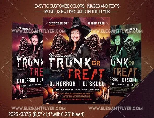 Haunted Skeletal Trick or Treat Party Flyer Along with Facebook Cover Templates 1
