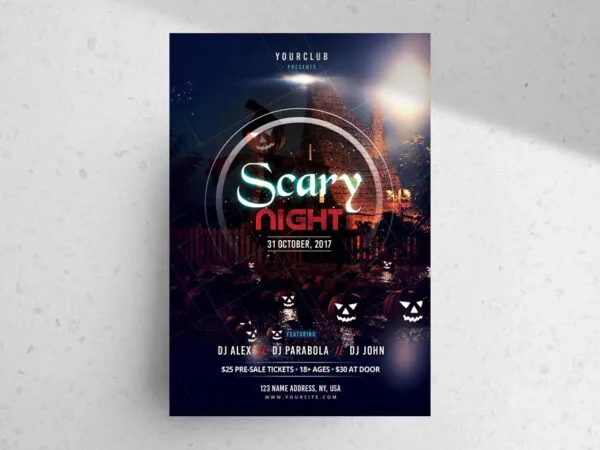 Haunted Spooky Halloween Party Flyer Template 1