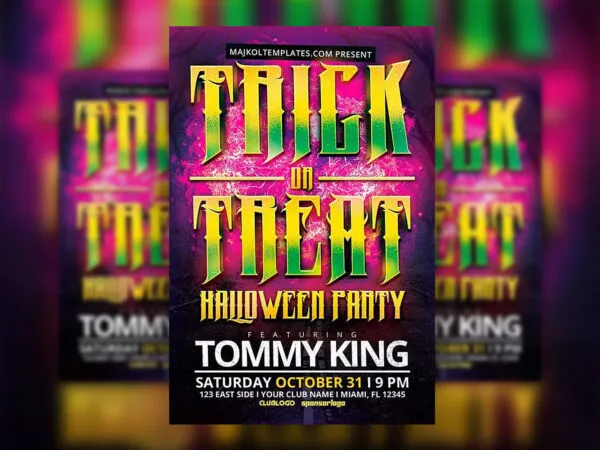 Haunted Typographical Trick or Treat Party Flyer Template 1