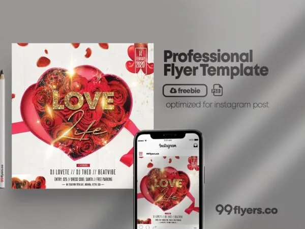 Heart Shape Box Valentines Day Instagram Post Template 1