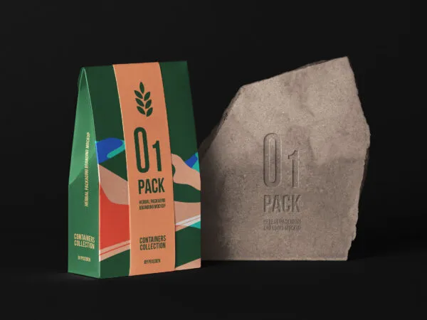 Herbal Packaging Container Realistic Mockup 1