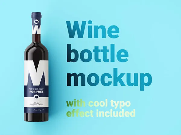 Highly Realistic Wine Bottle Mockup with Side Inscriptions 1