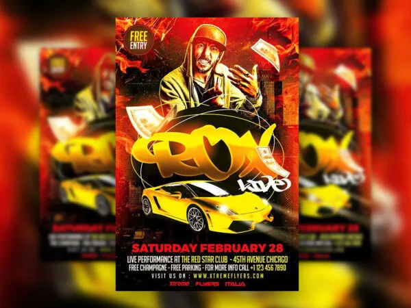 Hip Hop Artist Live Performance Flyer Template 1