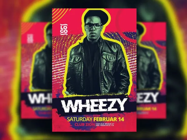 Hip Hop DJ Artist Flyer Template Featuring a Red Theme 1