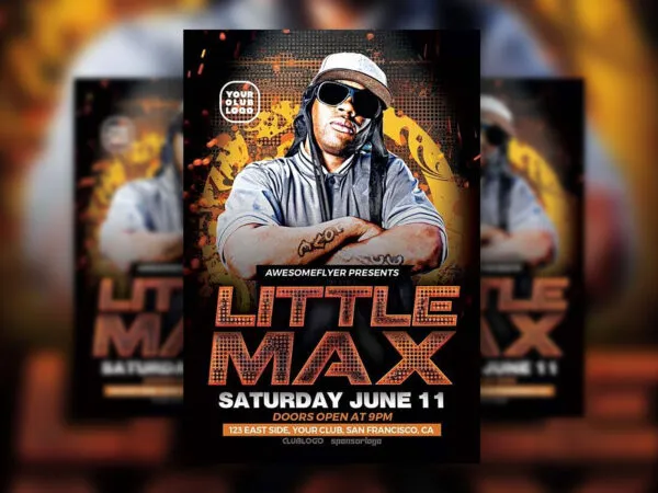 Hip Hop DJ Party Flyer Featuring Yellow Orange Color Scheme 1