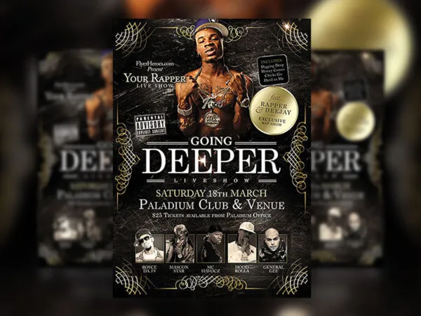 Hip Hop Flyer Template Featuring Dark Vintage Scene 1