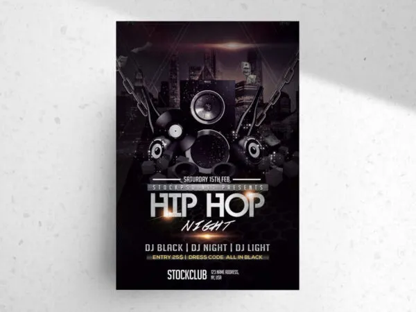 Hip Hop Flyer Template Featuring Urban Night Scene 1
