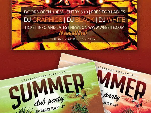 Hipster Creative Summer Club Party Flyer Template 1
